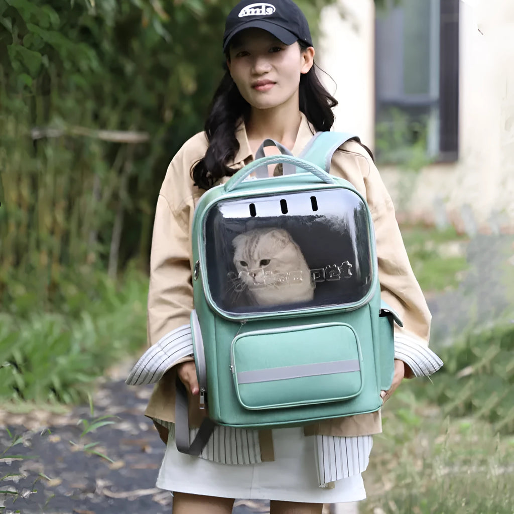 Portable breathable dog bag in PVC Oxford, solid colour, available in blue, green, grey, grey blue and khaki
