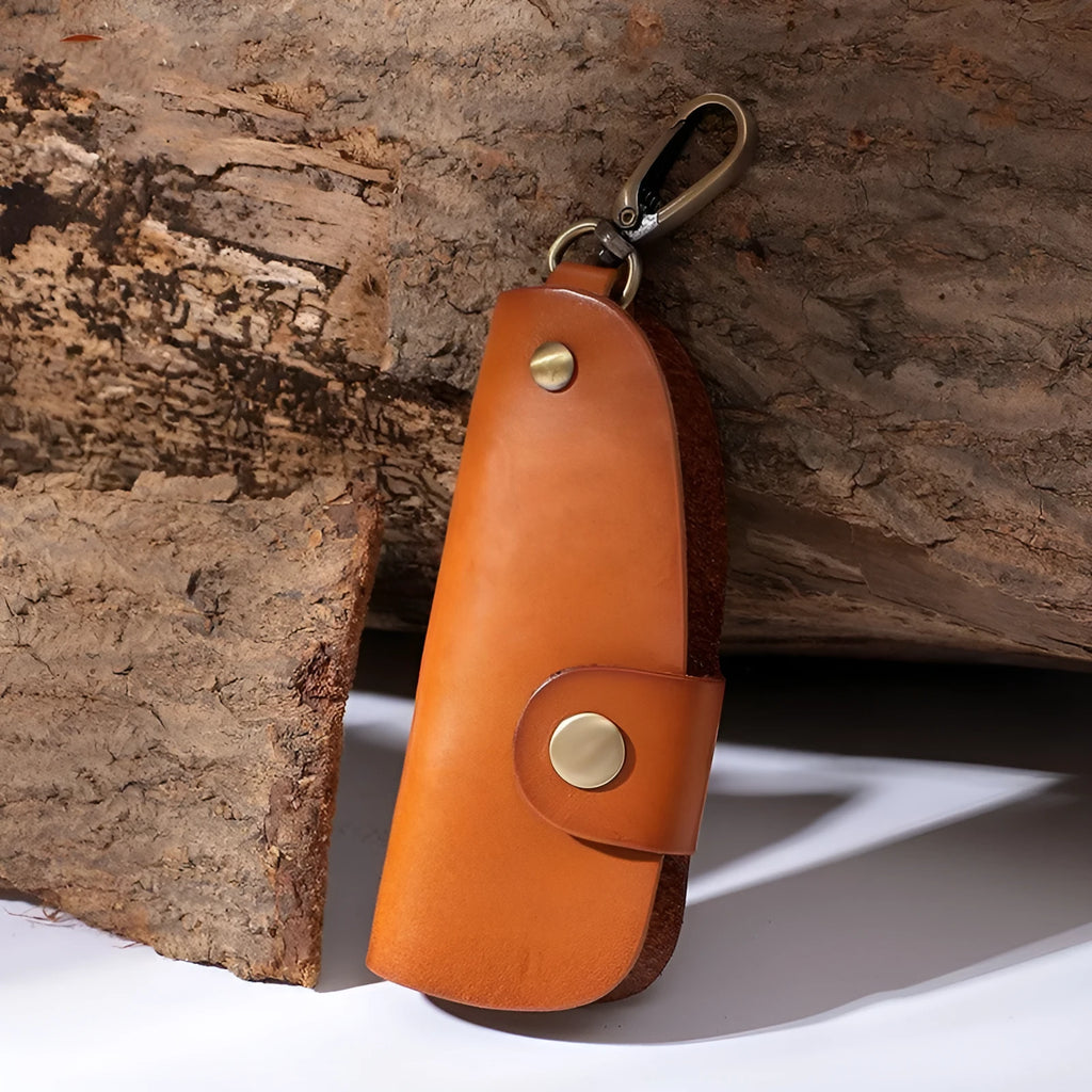 Genuine leather car key case in K108 Black, Brown, Coffee and Purplish Red colours