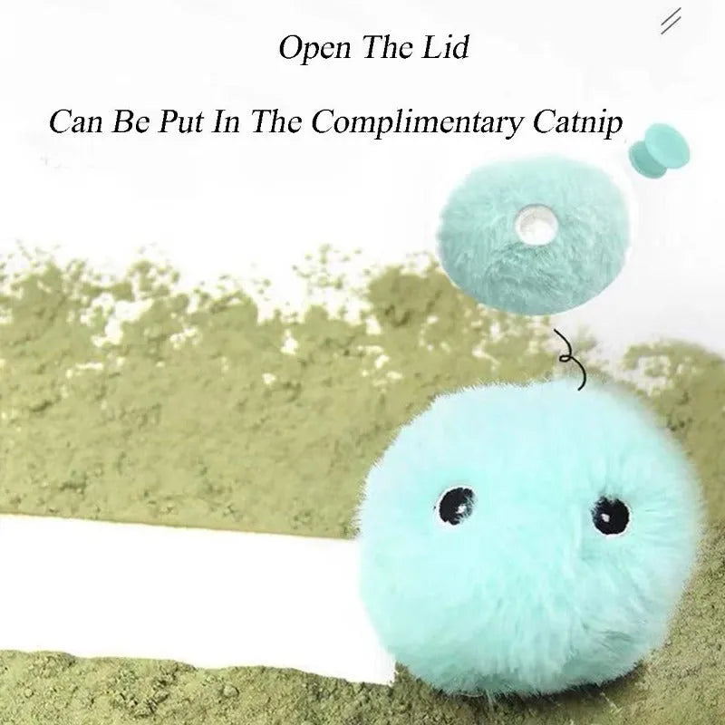 Colourful interactive cat toy ball with motion sensor and animal sounds, 55mm diameter