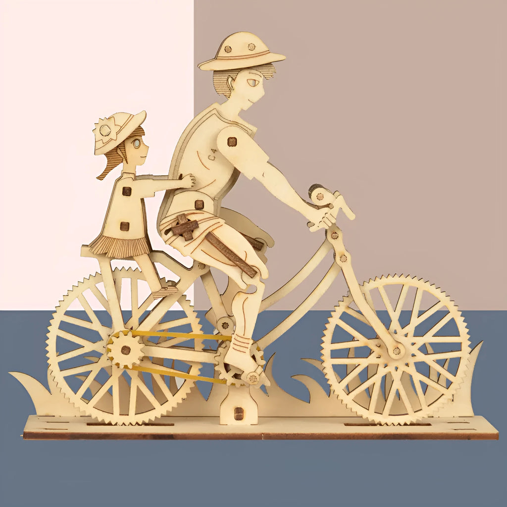 DIY wooden bicycle assembly model kit for teenager father and son quiet time craft