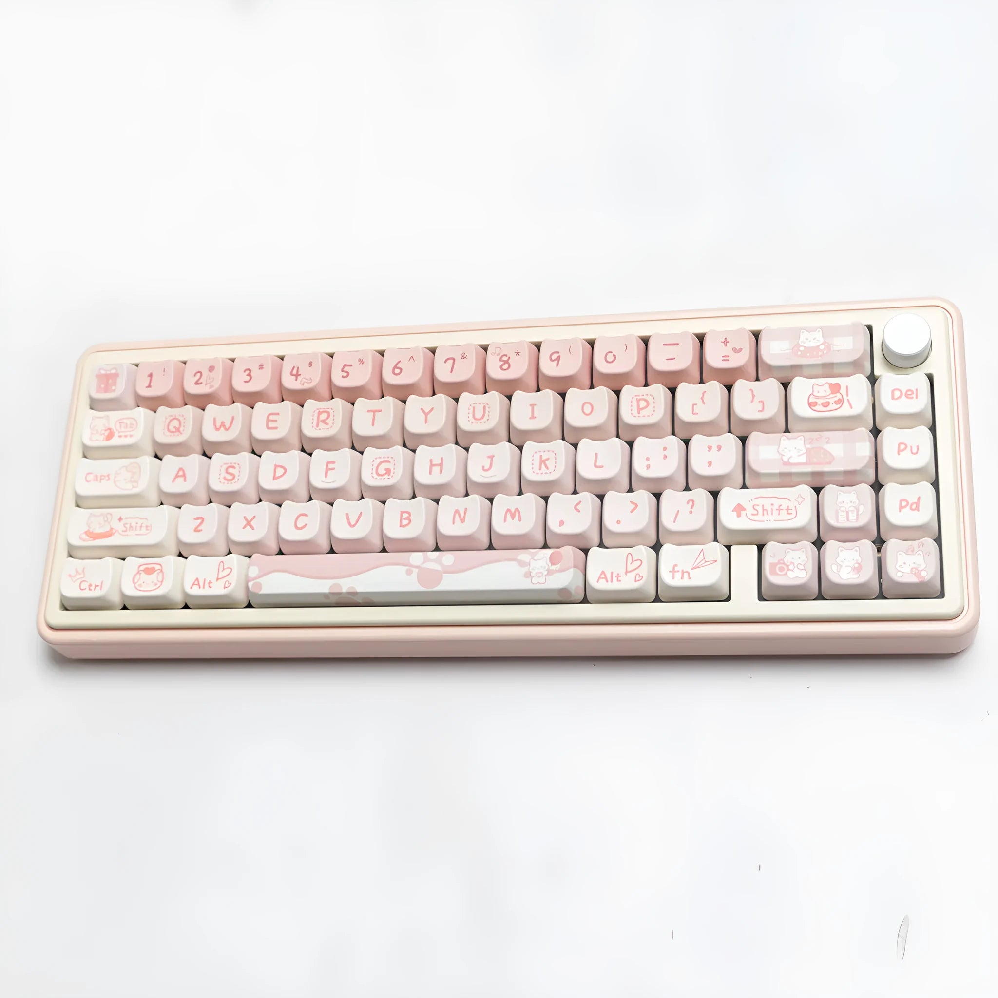 Full set of PBT sublimation key caps for mechanical keyboards showing 26mm keycap size