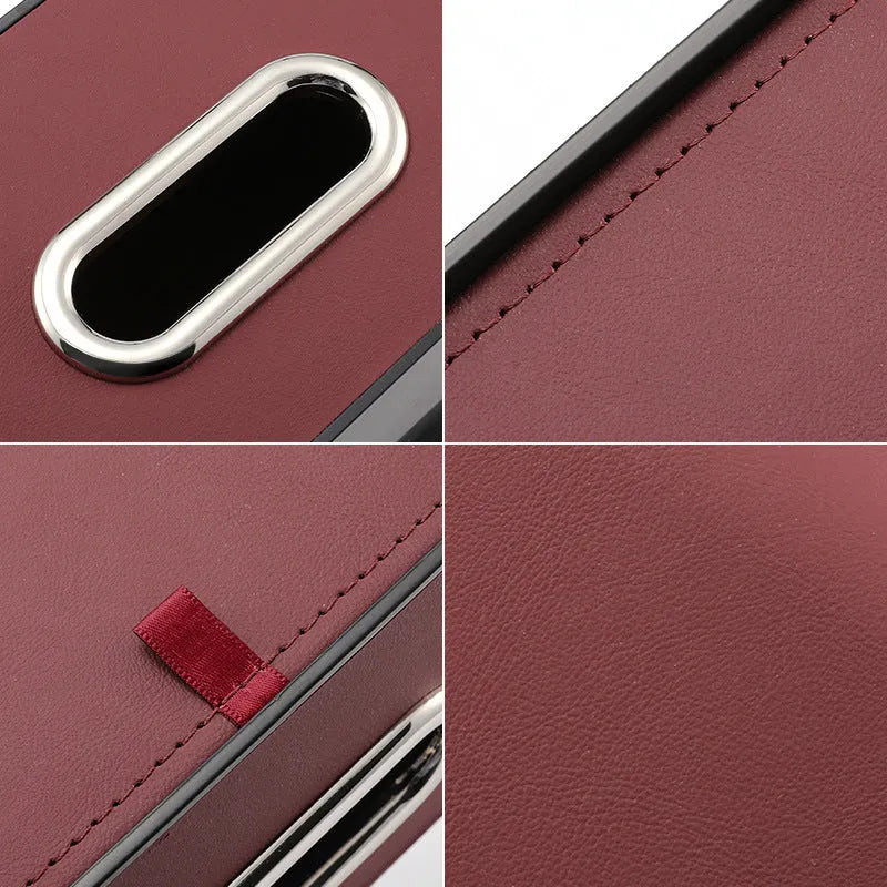 Genuine leather car tissue box and cup holder mounted on car seat back