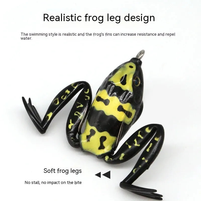 Bionic frog snake head Luya fishing bait with double hooks in grass green colour