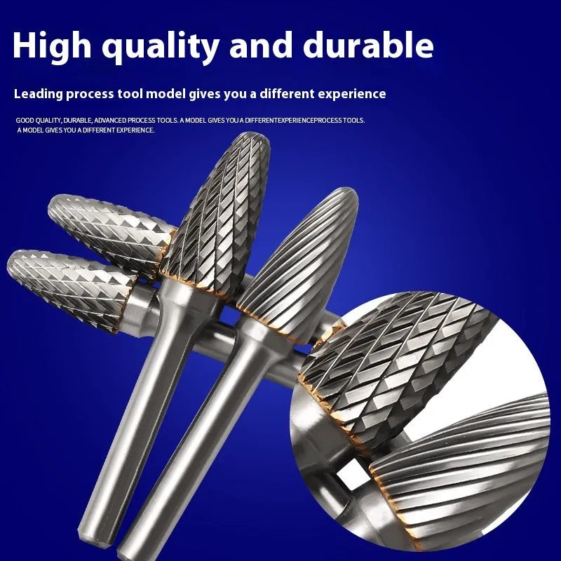 Tungsten steel alloy rotary file F-shaped grinding burr with single sink tooth pattern for metalworking