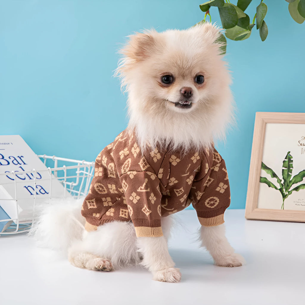 Wool dog sweater for autumn and winter in monochrome or two-tone colours, sizes XS to XXL