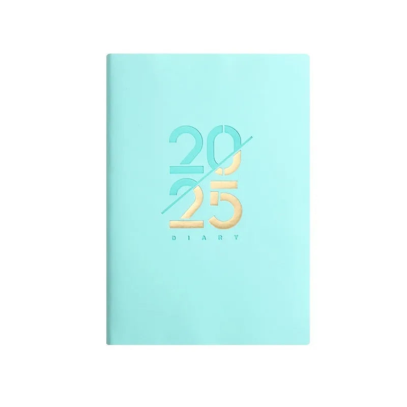 Soft leather A5 daily plan schedule book open showing weekly planner layout