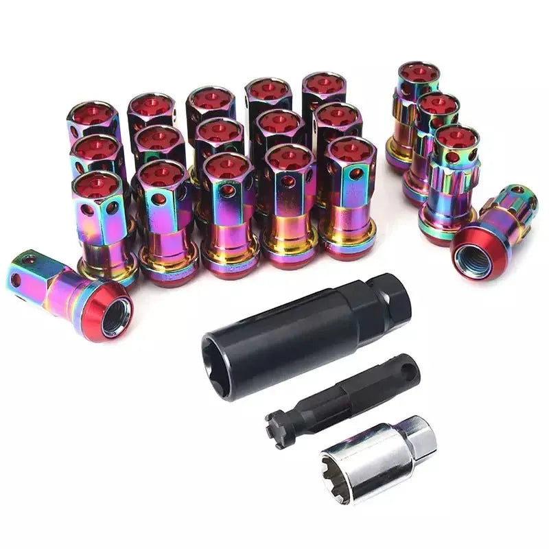 Aluminium alloy automobile wheel hub nuts in multiple colours with M12 thread specifications