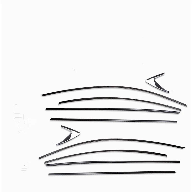 Black titanium stainless steel window trim strip complete set for car body molding decoration