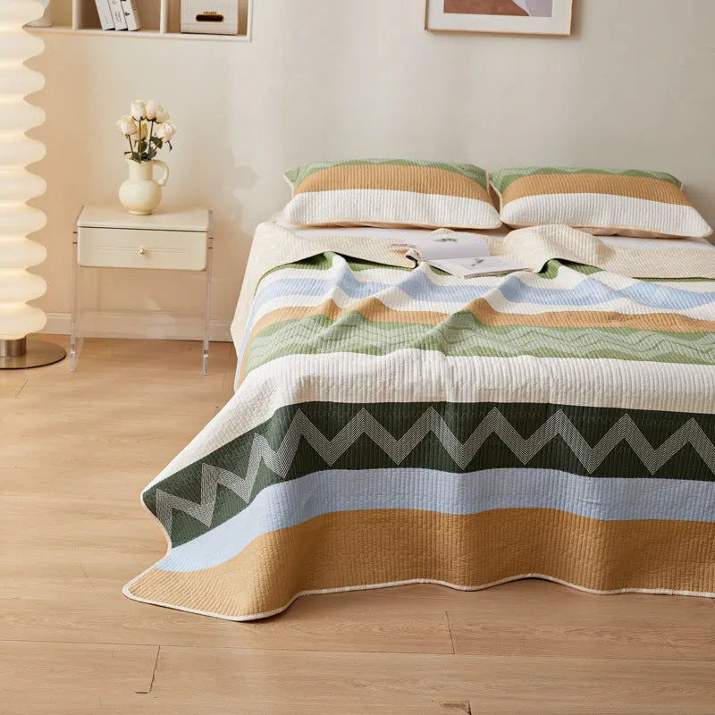 Pure cotton printed bed sheet three-piece set in modern simplicity design with reactive dye patterns