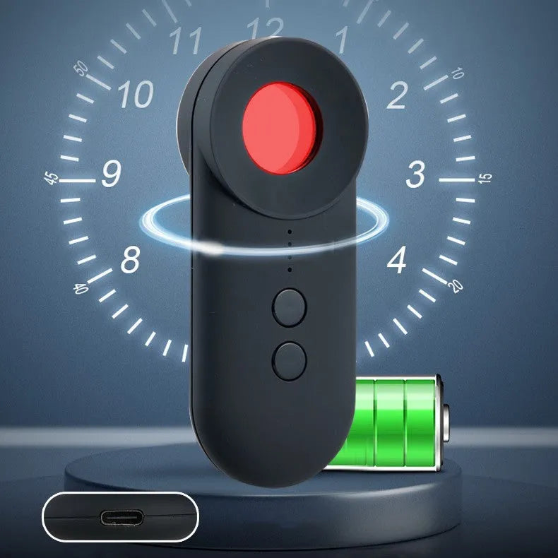 Black GPS and camera detector with compact rectangular design showing Micro USB charging port
