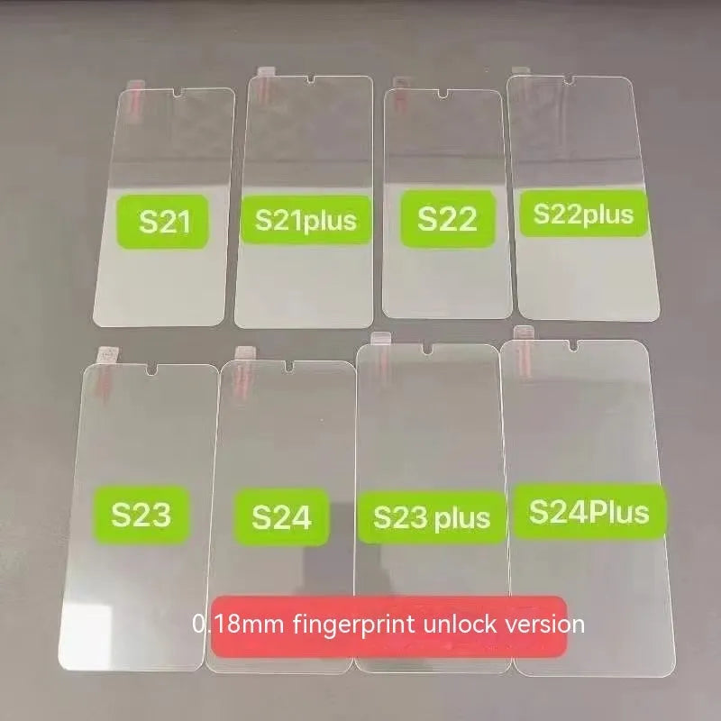 HD tempered glass screen protector for Samsung mobile phones showing full-screen coverage.