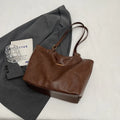 Large capacity PU tote bag for women, 39x29x13cm, zip top, double shoulder straps, Beige Black Brown Coffee