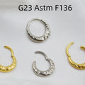 Titanium alloy ASTM F136 nose ring with concave-convex carving pattern in silver or gold colour