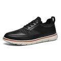 Men's British style casual leather shoes black low top round toe artificial PU upper