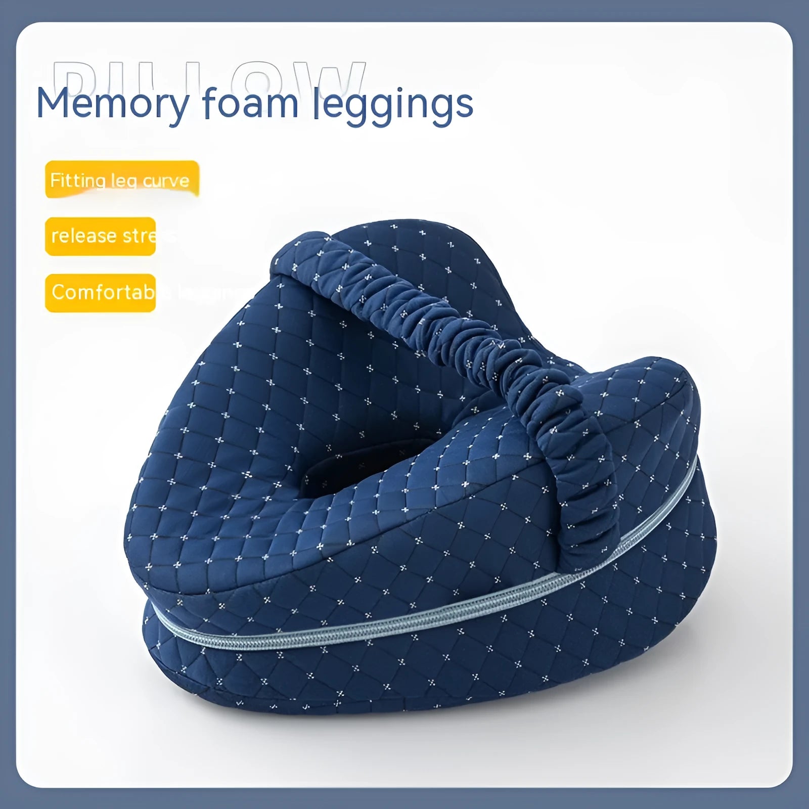 Heart-shaped dark blue memory foam leg pillow for adult support