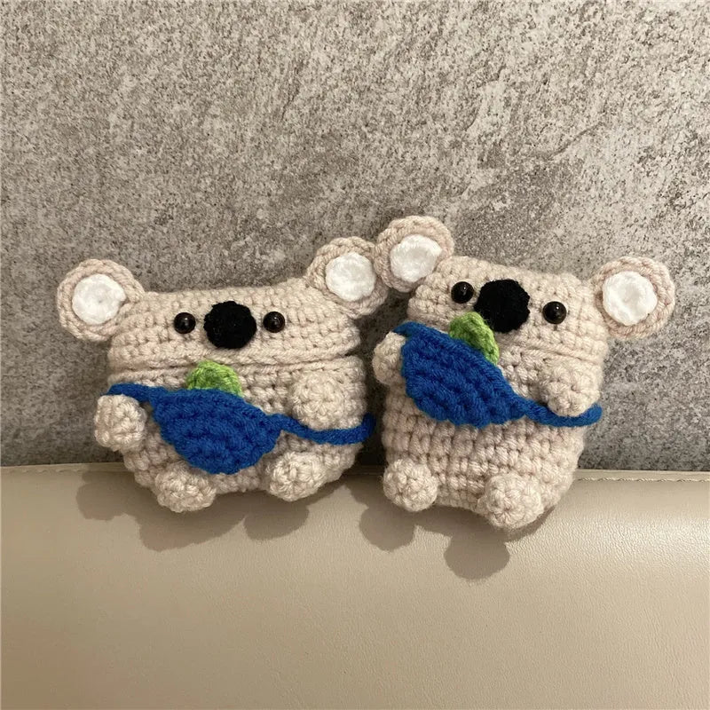 Handmade knitted koala bear backpack design protective case for Apple AirPods