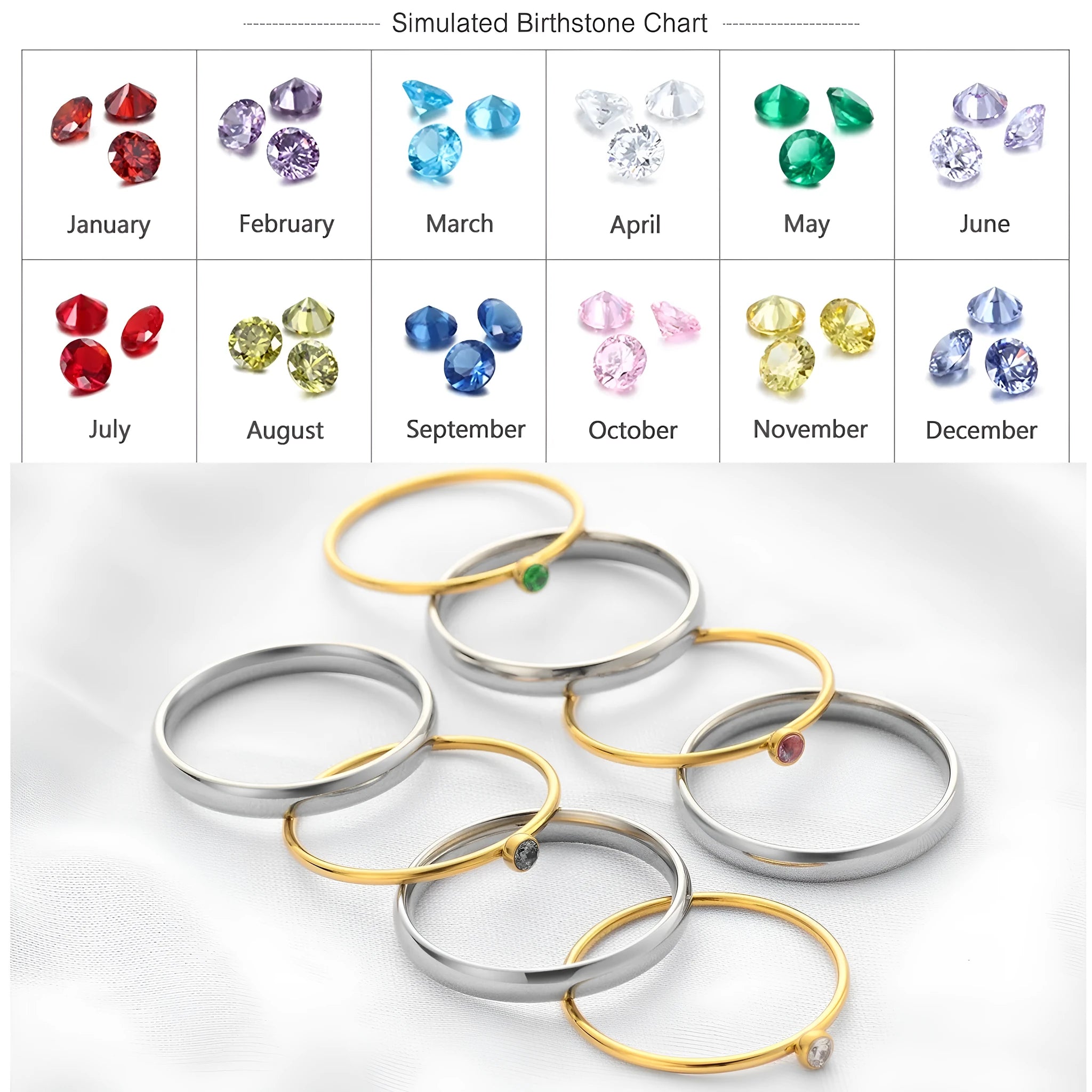 Geometric stacking ring for women with December birthstone colour and gold electroplated finish.