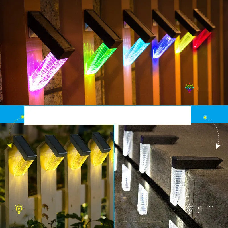 Black solar LED step light with ABS PC housing, IP65 waterproof, for deck fence railing garden, 90 x 40 x 19 x 90mm