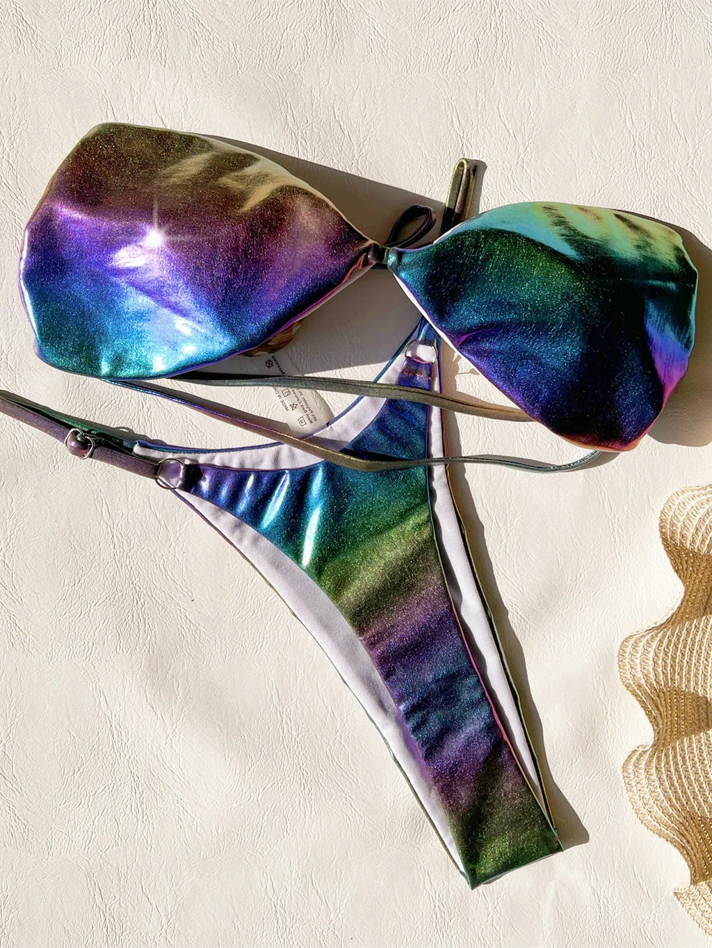 Women's gradient purple polyester bikini set for swimming with Asian sizing options