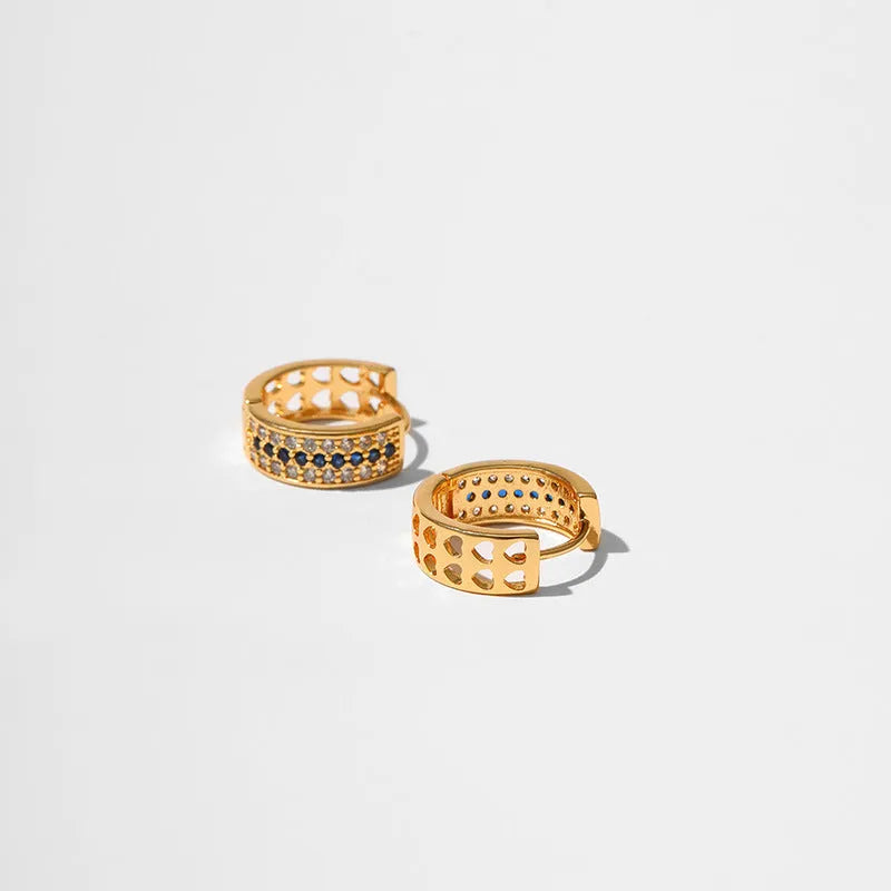 Round geometric women's earrings in copper with 18K gold electroplating, colour KE1268.