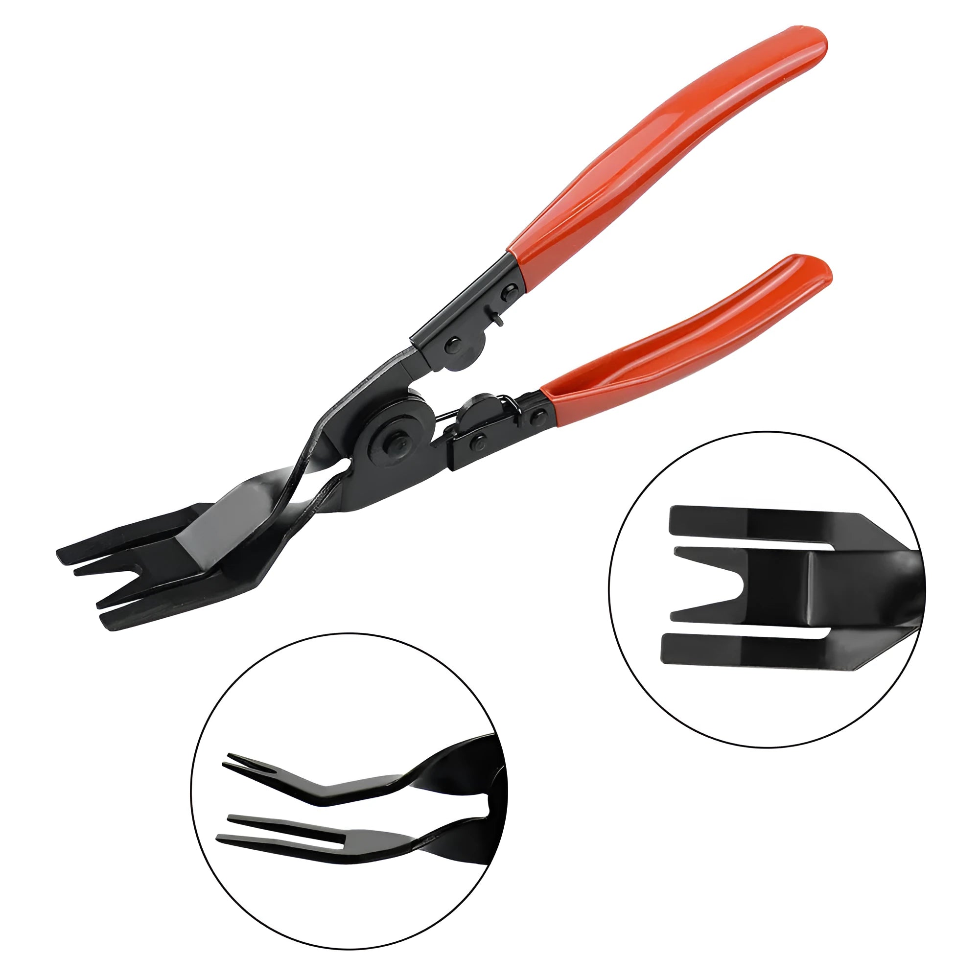 Red-handled automotive clip driver for GM door panel nailing with steel construction