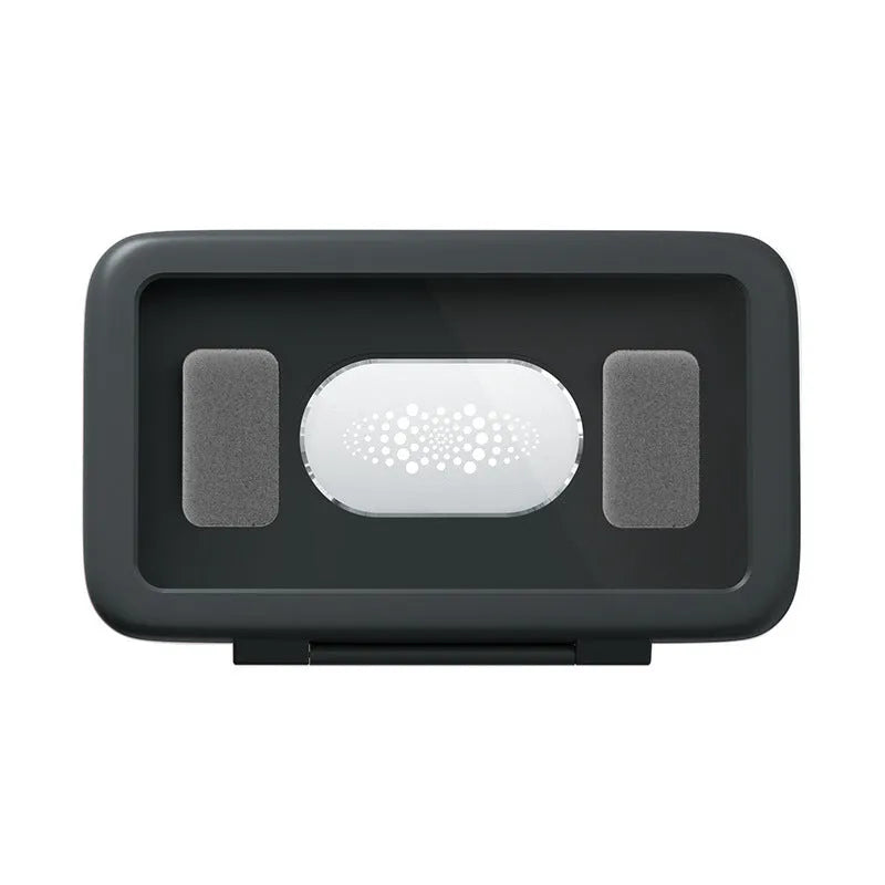 Waterproof bathroom phone case with touch screen mounted on tile, showing anti-fog window and universal phone fit