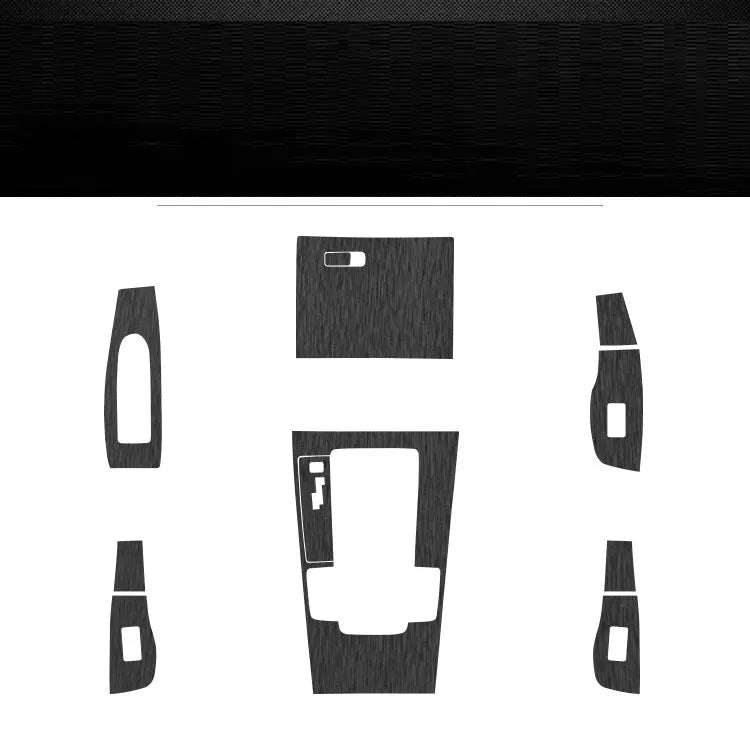 Car interior modification sticker kit for dashboard and centre console customisation with carbon fibre pattern