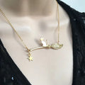 Halloween black cat pendant necklace in alloy with gold or silver finish options