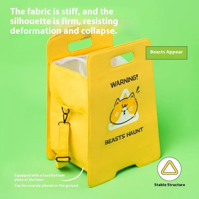 Canvas pet travel bag with animal pattern, medium hard build, breathable outlet, and accompanying bag