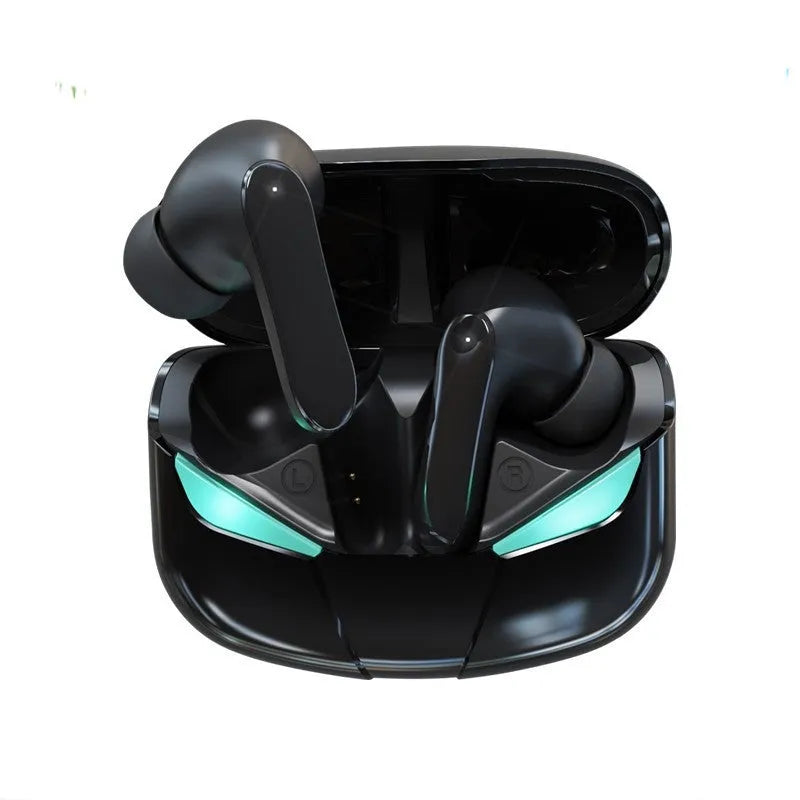 Wireless TWS in-ear sports headphones in neutral white or black with charging cable and instructions