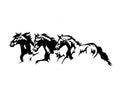 Black, white, red and blue steed horse design car body sticker measuring 25 by 8 cm.