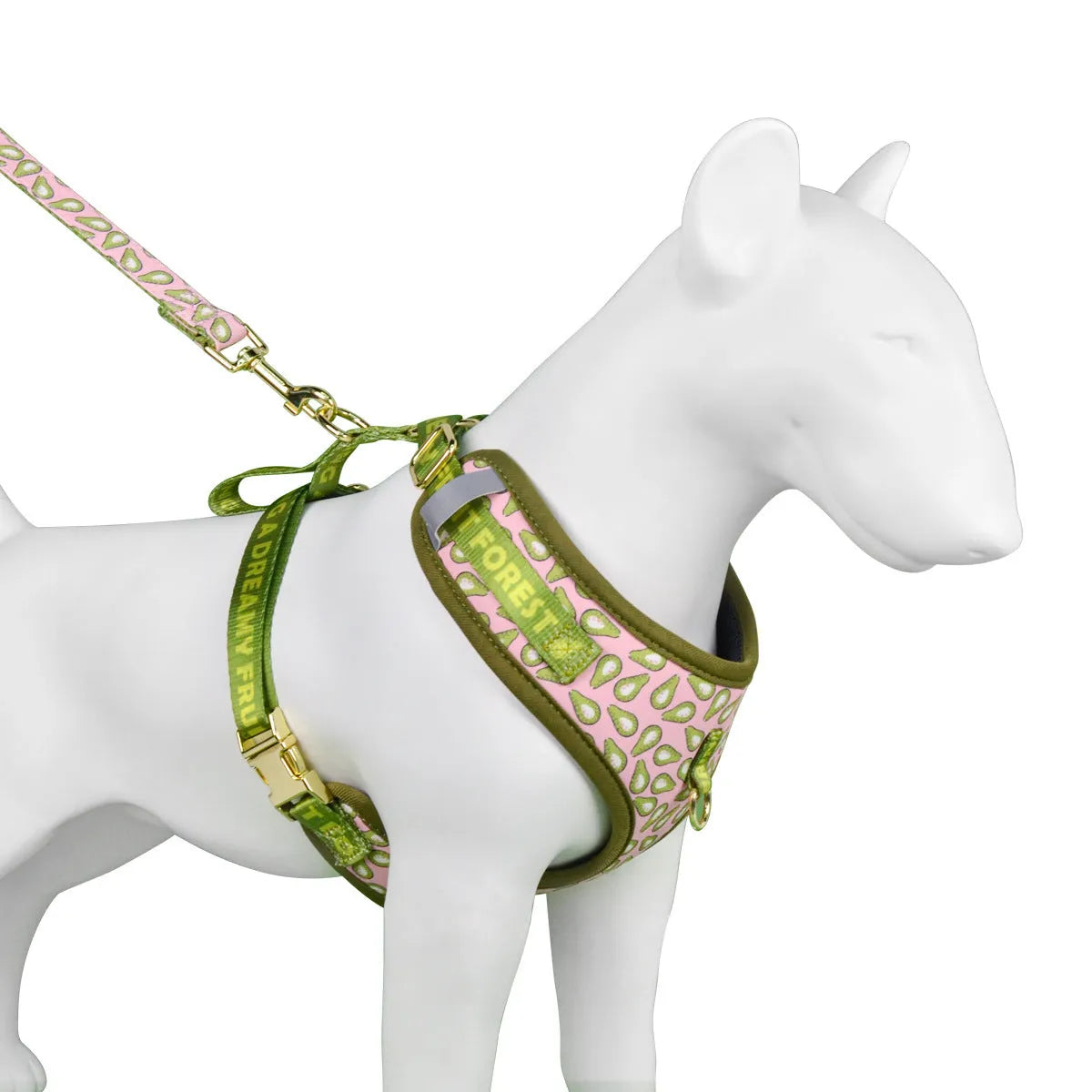 Polyester dog haulage rope set in blue ice cream colour with chest-back harness and matching lead