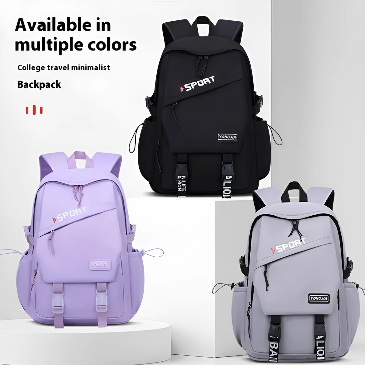 School Trends large capacity waterproof Oxford cloth backpack for girls in black, grey or purple