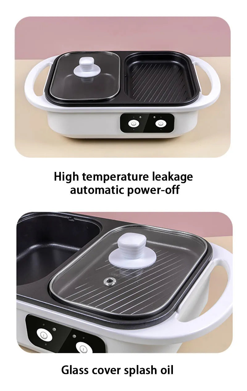 White or green electric caldron frying oven with mechanical controls and 1300W power rating