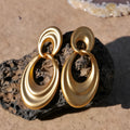 Double circle French retro earrings for women in quicksand copper finish with U-shaped wire