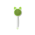 Greenish white self-cleaning pet grooming comb with stainless steel teeth for cats and dogs