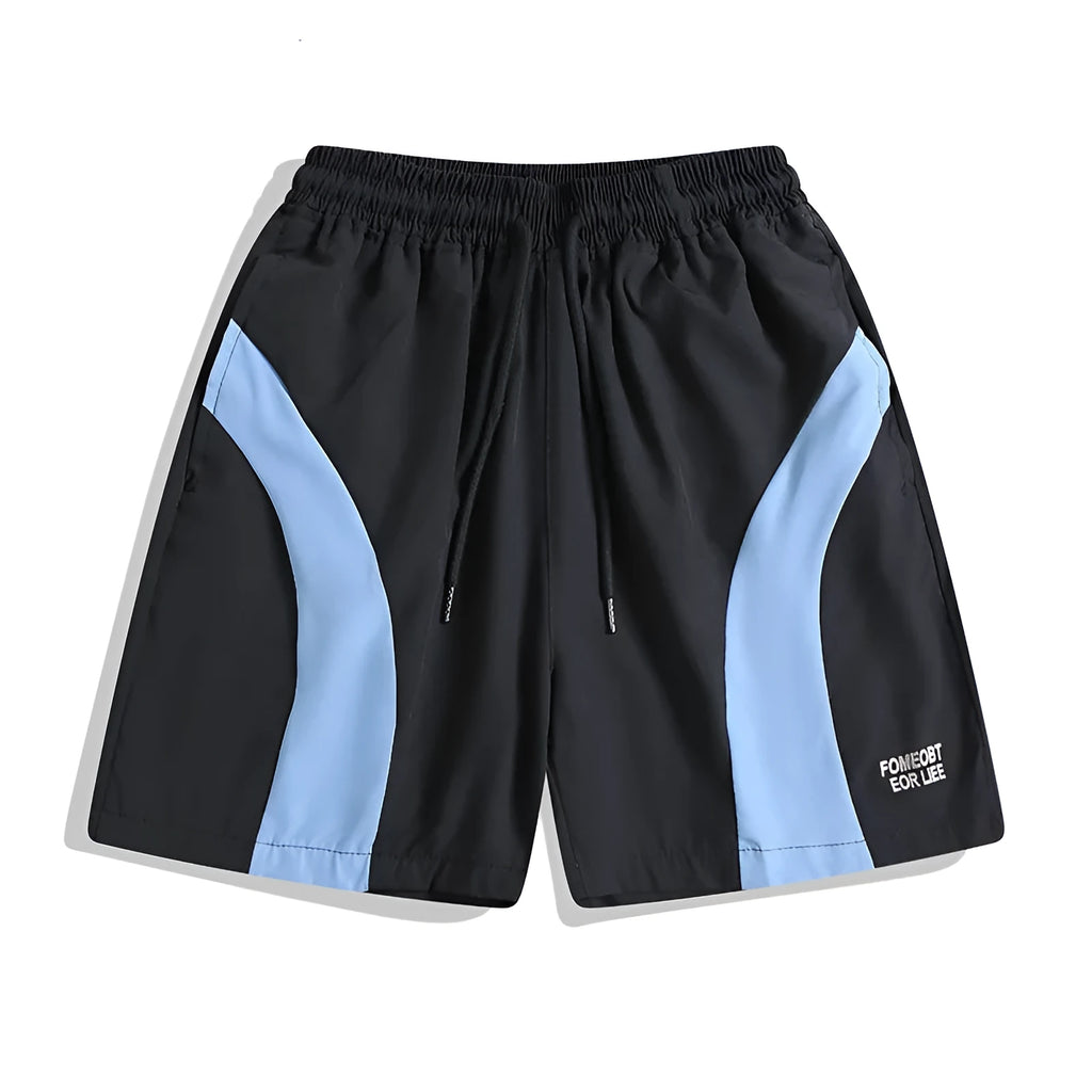 Men's black quick-drying sports shorts with elastic waist and straight-leg design for training
