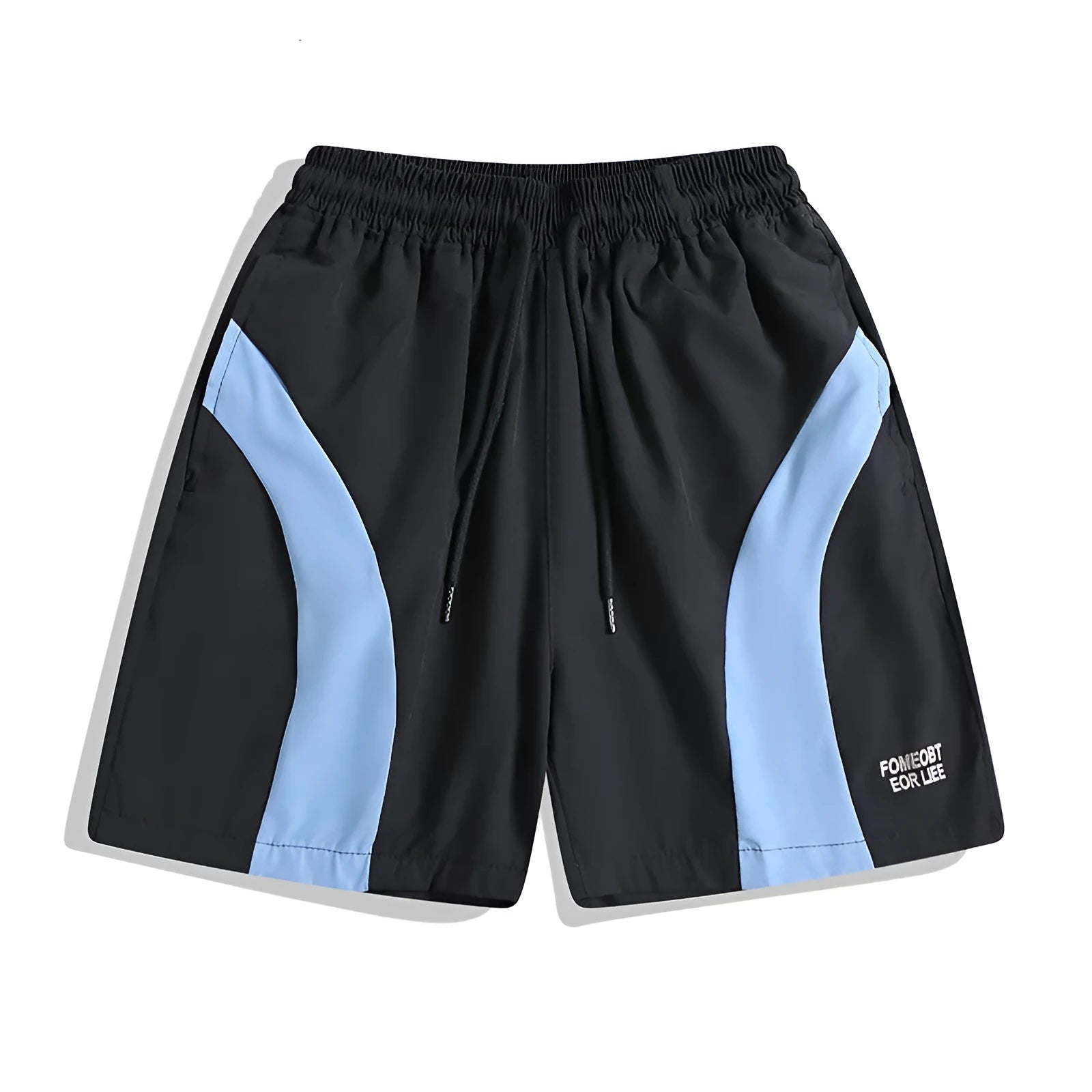 Men's black quick-drying sports shorts with elastic waist and straight-leg design for training