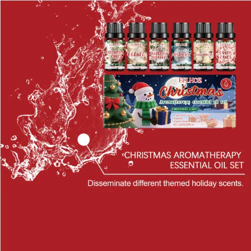Christmas aromatherapy oil suit with six 60ml bottles containing warm home scent for oil diffusers