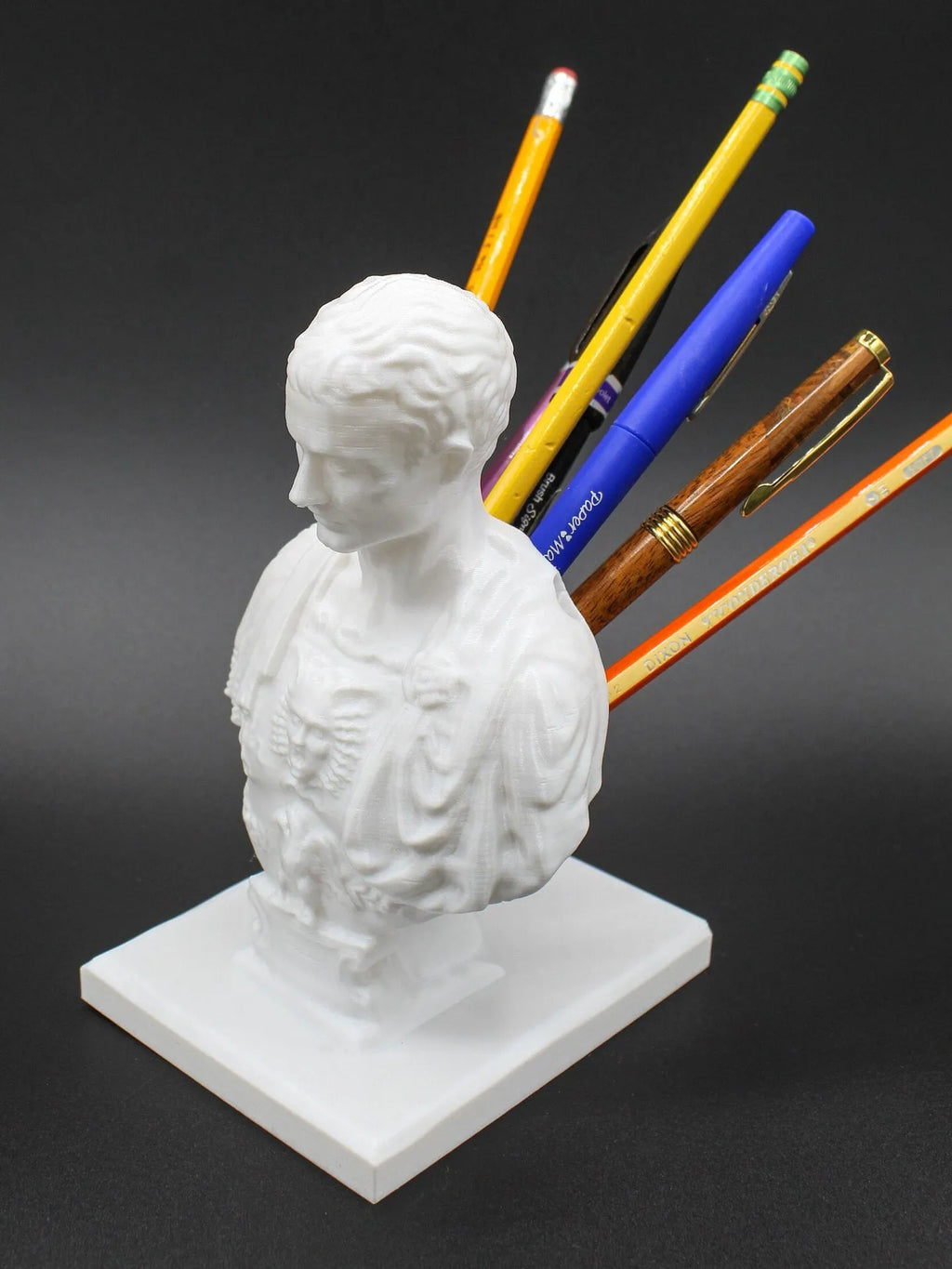 White American character design pen holder for desk organisation