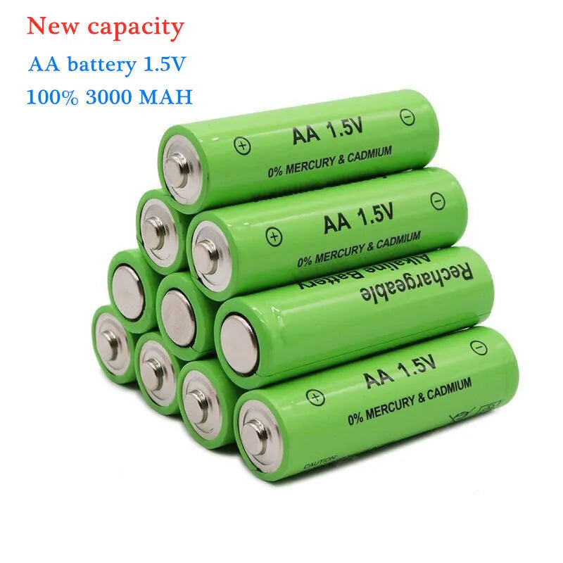 Rechargeable alkaline AA battery with 3000mAh capacity and industrial-grade construction