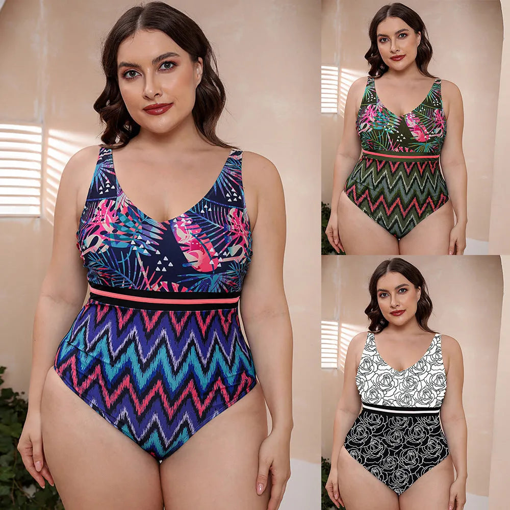 Blue striped vest style one-piece swimsuit with spaghetti straps for women on a mannequin.
