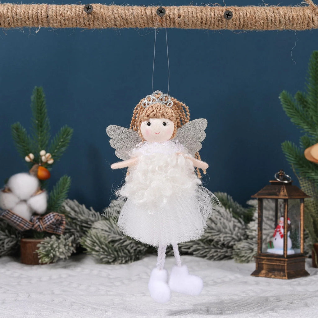 Cloth Christmas angel girl pendant hair accessory for high ponytails in cartoon style