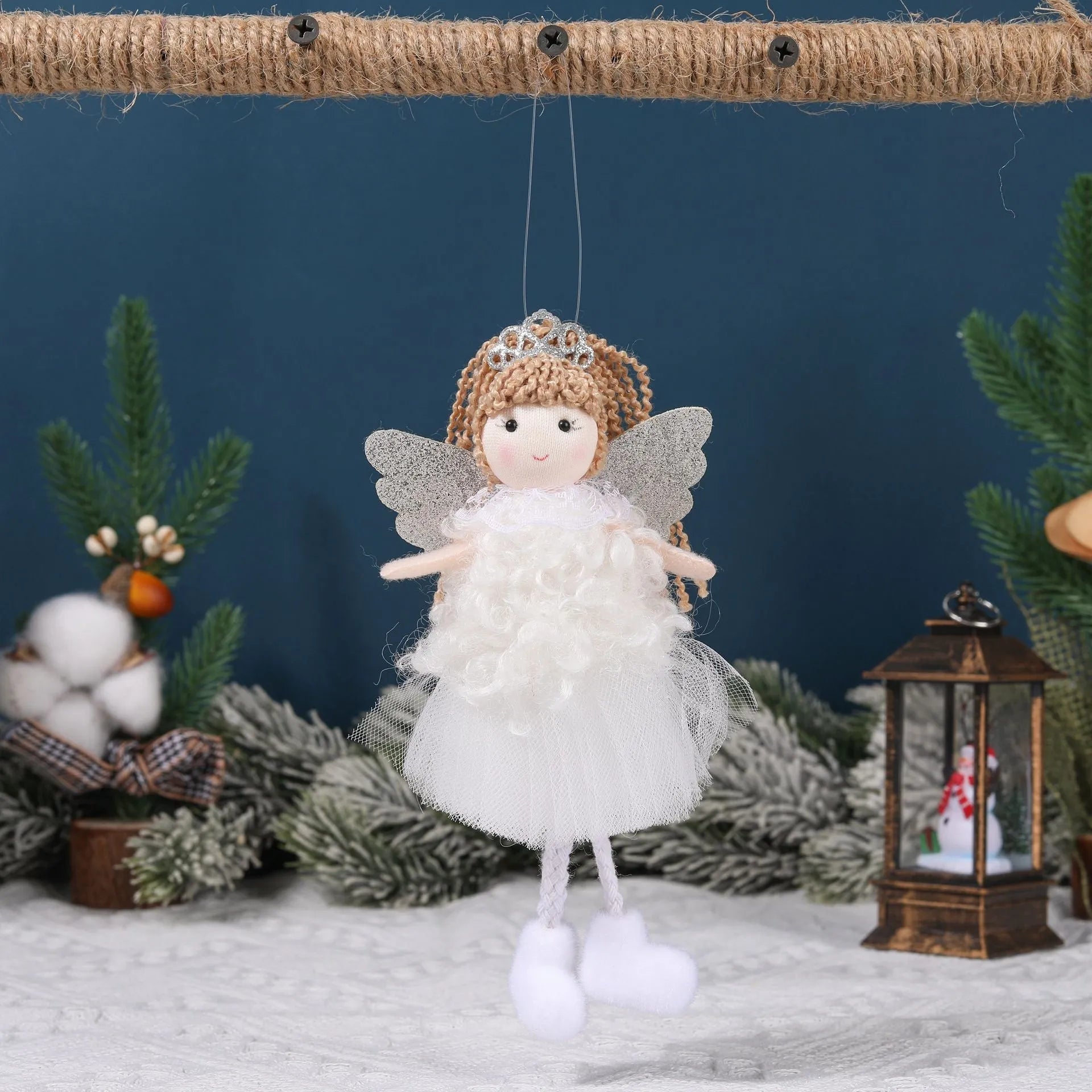 Cloth Christmas angel girl pendant hair accessory for high ponytails in cartoon style