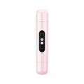 Pink and white portable electric body hair trimmer with USB cable and floating blade depilator