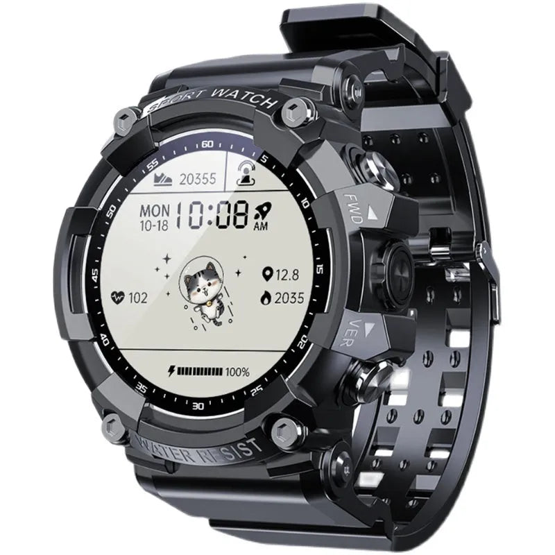 ATTACK 3 IP67 waterproof Bluetooth sports watch in black with round colour screen on a TPU strap.