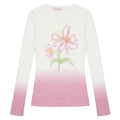 Women's yellow green gradient floral print long-sleeved polyester t-shirt