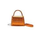 Retro PU leather crossbody shoulder bag with horizontal square shape and sewing line detailing