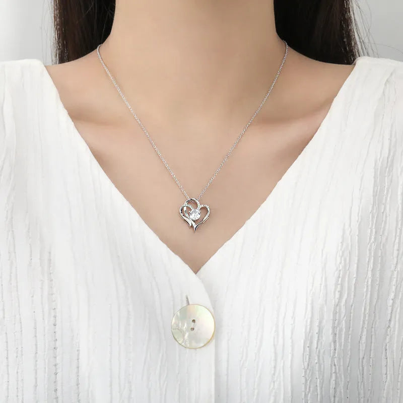 Heart-shaped women's 925 silver necklace in rose gold, white gold and yellow gold colours