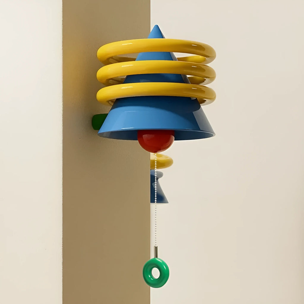 French cream wind belt bedhead wall light 25cm diameter with warm light option on bedroom wall